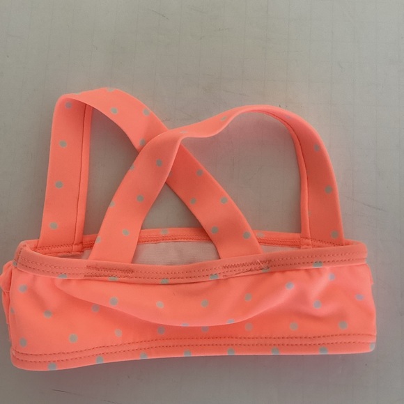 Janie and Jack Girls Swimsuit Size 3-6M Orange White Polka Dots Ruffle Two Piece - Picture 3 of 7